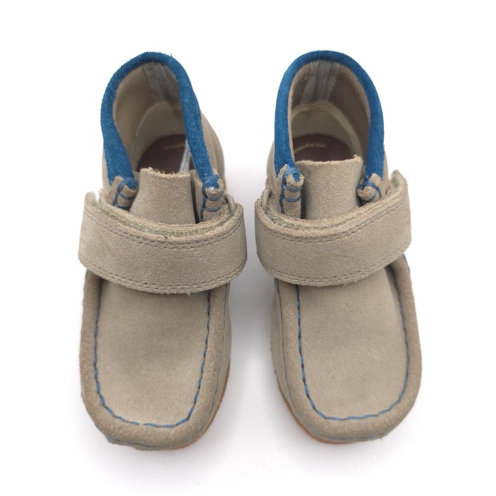 CLARKS New Wallabee Booties US 7W Big Kid Sand Combi LEATHER Toddler Shoes Suede